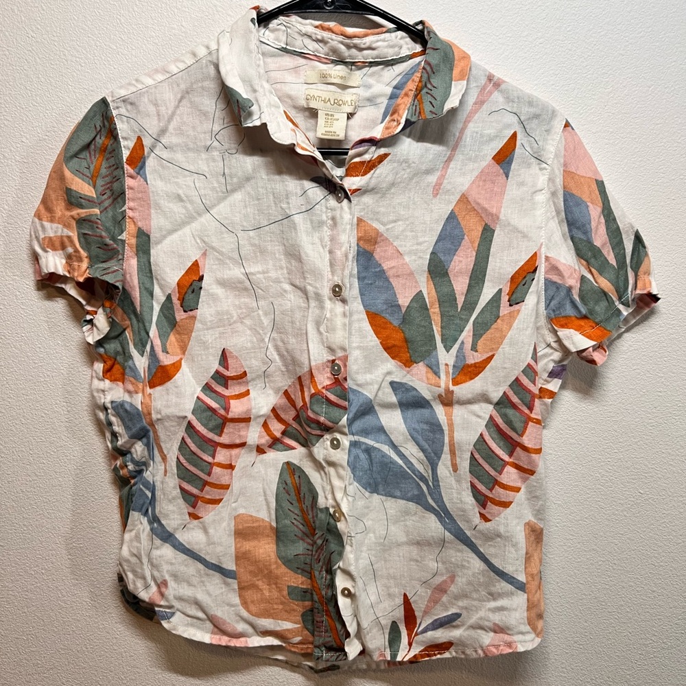 Cynthia Rowley Linen Shirt with Pastel Hues